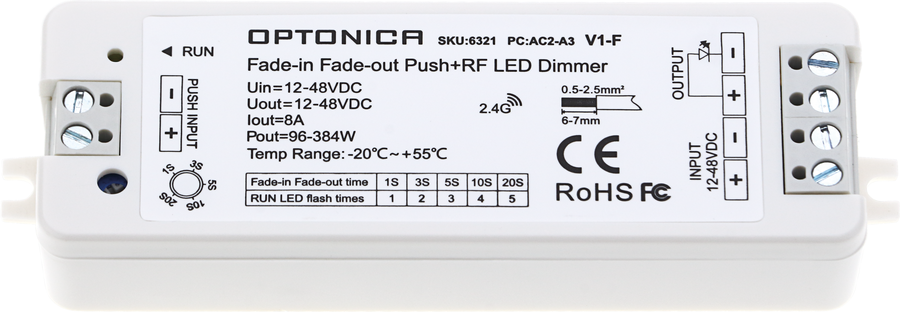 Stmívače a přepínače Optonica - LED kontrolér 1CH 12-48V - foto 1