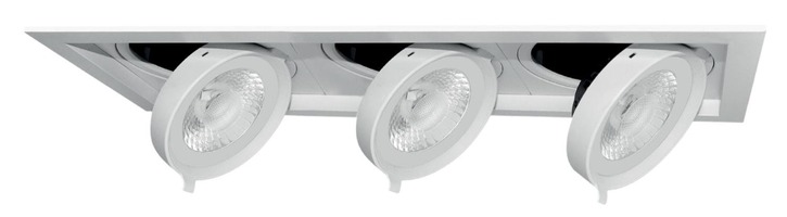Hranatá - CEN FSMD3-450330 SVÍTIDLO LED REGIA ZAPUŠTĚNÉ VÝKLOPNÉ 3MODULY 497 mm 45W 3000K Ra95 3690Lm 38d DIMM IP20 - CENTURY