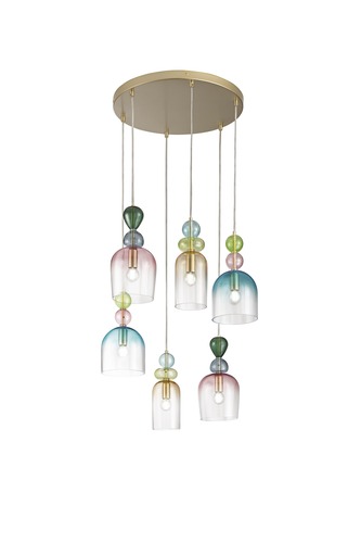 Vícečetná - FAN I-GAUDI-S6 Závěsné svítidlo Gaudí 6 x E14, sklo, 57 x 235,5cm - FANEUROPE - foto 1