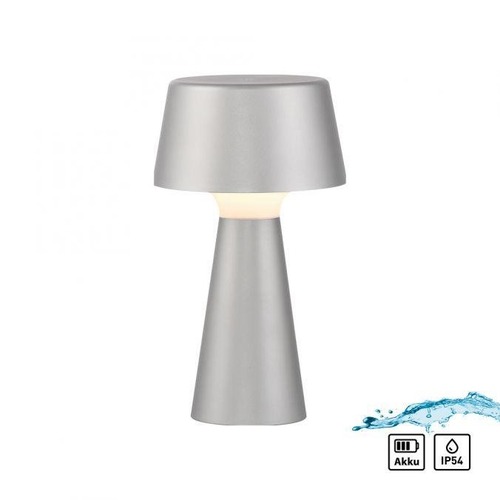 Na stůl - LD 19260-21 ABERA LED stolní lampa na baterie stříbrná dotykový stmívač IP54 USB vnitřní i venkovní použití 3000K - JUST LIGHT - foto 1