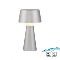 Na stůl - LD 19260-21 ABERA LED stolní lampa na baterie stříbrná dotykový stmívač IP54 USB vnitřní i venkovní použití 3000K - JUST LIGHT