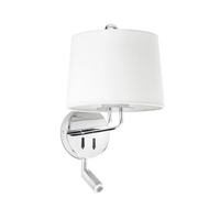 Dekorativní - FARO 24033-01 MONTREAL nástěnná lampa, chrom/bílá, se čtecí lampičkou - FARO