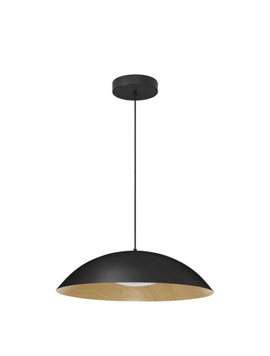 Polokoule - NV 9081290 Závěsné svítidlo GLIM černá zvenku přírodní dřevo uvnitř hliník a akryl LED 47W 230V 3000K IP20 stmívatelné - NOVA LUCE - foto 1