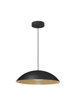 Polokoule - NV 9081290 Závěsné svítidlo GLIM černá zvenku přírodní dřevo uvnitř hliník a akryl LED 47W 230V 3000K IP20 stmívatelné - NOVA LUCE