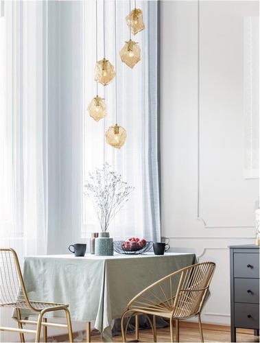 Vícečetná - NV 9009255 Závěsné svítidlo ODELLE mosazný zlatý kov a jantarové sklo E14 5x5W 230V IP20 bez žárovky - NOVA LUCE - foto 1