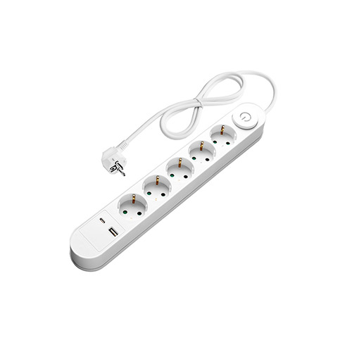 Zásuvky a adaptéry - 5 zásuvek + tlačítko ON/OFF a USBx2 - foto 1