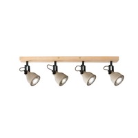 Bodová - FAN I-KISA-AP4 Nástěnné svítidlo Kisa, šedá/dřevo, 4 x GU10, 70 x 8 x 15,9 cm - FANEUROPE