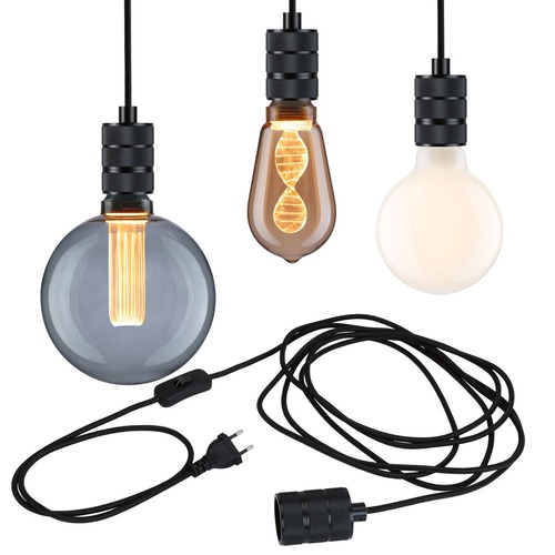 Subtilní - P 78436 Neordic závěsné svítidlo Tilla vč. zástrčky E27 max. 20W černá stmívatelné kov - PAULMANN - foto 1