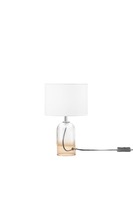 Stolní lampy dekorační - FAN I-LONDON-L-AMB Lume London jantarové sklo + textilní stínidlo, 1 x E14, konstrukce pr. 18 x 30,1 cm, stínidlo pr. 18 x 15 cm - FANEUROPE