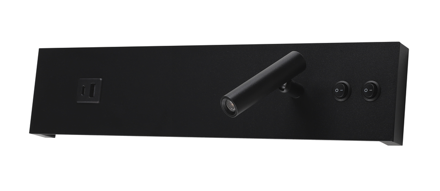 LED nástěnná svítidla Optonica - LED nástěnné svítidlo 11W IP20 s ON / OFF - Switch + USB Black 3000K - foto 1