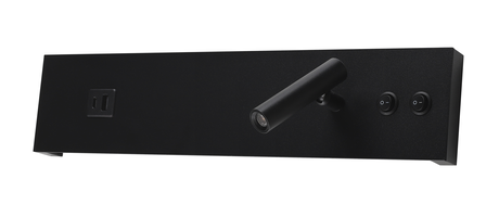 LED nástěnné svítidla - LED nástěnné svítidlo 11W IP20 s ON / OFF - Switch + USB Black 3000K