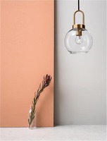 Koule - NV 9241170 Závěsné svítidlo IRVINE čiré sklo černý kabel mosazný zlatý kov E27 1x12W 230V IP20 bez žárovky - NOVA LUCE