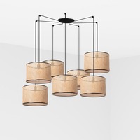 Válec - FARO 64314-49-7L MAMBO závěsné svítidlo, černá/ratan, pr.450 7L - FARO