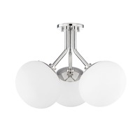 Dekorativní - HVLG H134603-PN-CE Stropní svítidlo ESTEE ocel/sklo nikl/bílá E27 3x60W - HUDSON VALLEY (Mitzi)