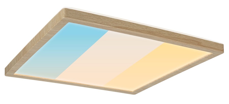 Hranatá - P 71259 LED Panel Atria Shine IP44 hranaté 298x298mm 15,7W CCT design dřevo dub - PAULMANN - foto 1