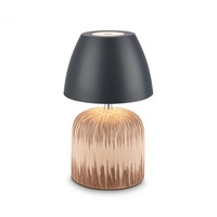 Stolní lampy dekorační - BRILO 7593014 BRILONER Cera stolní lampa - 2,5W, 200lm, bezdrátová, IP44, LED, stmívatelná, teplá bílá, antracit/dřevo 7593014