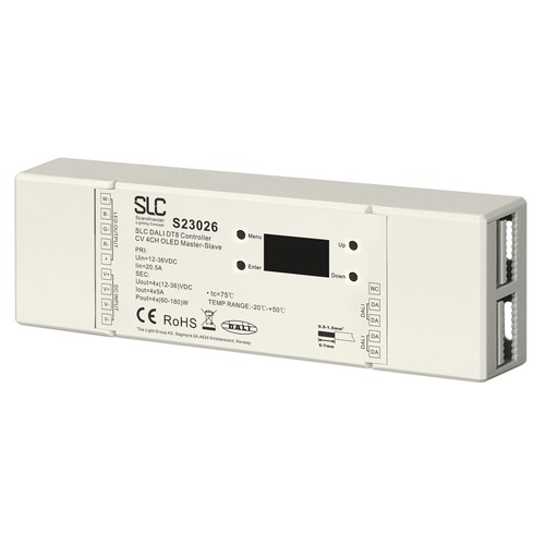 Stabilizované napětí - SLC S23026 SLC DALI DT8 Controller 12-36V CV 4x5A OLED Master-Slave - TLG - foto 1