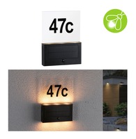 Nástěnná - P 94725 Solární LED domovní číslo a svítidlo Neda pohybové čidlo neláká hmyz IP44 2200K antracit - PAULMANN