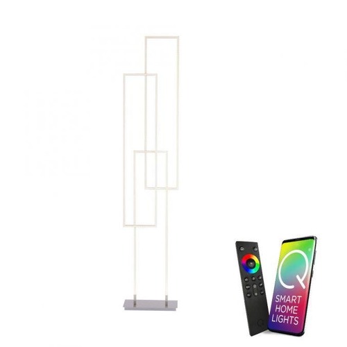 Stojací lampy - PN 595-55 Q-INIGO LED stojací svítidlo v barvě oceli s nastavitelnou barvou světla a funkcí stmívání Smart Home ZigBee 2700-5000K - PAUL NEUHAUS - foto 1