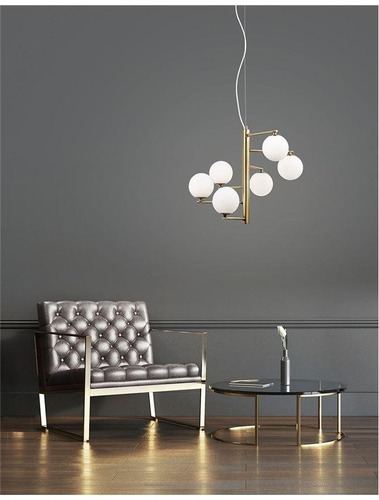 Vícečetná - NV 1700306001 Závěsné svítidlo AGRIGENTO opálové sklo antický mosazný kov G9 6x5W 230V IP20 bez žárovky - NOVA LUCE - foto 1