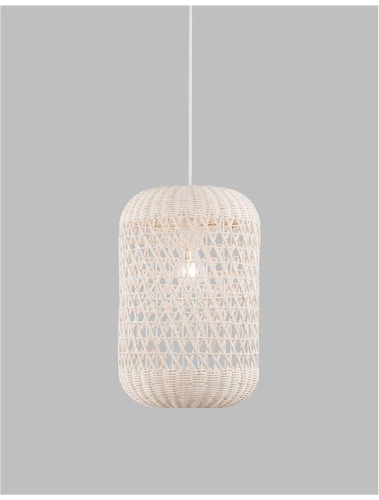Válec - NV 9587162 Závěsné svítidlo AURORA bílý ratan bílý kabel E27 1x12W IP20 bez žárovky - NOVA LUCE - foto 1