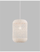 Válec - NV 9587162 Závěsné svítidlo AURORA bílý ratan bílý kabel E27 1x12W IP20 bez žárovky - NOVA LUCE