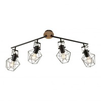 Bodová - LD 15674-78 JARO Stropní svítidlo z kovu a dřeva v moderním rustikálním designu s nastavitelnými spoty - LEUCHTEN DIREKT / JUST LIGHT