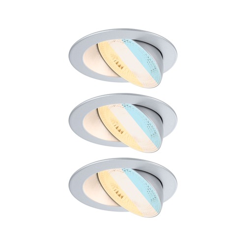 Kruhová - P 92256 LED vestavné svítidlo White Select Aumus 3ks sada kruhové 105mm 90° 3x5W 230V stmívatelné 2700 - 6500K matný chrom - PAULMANN - foto 1
