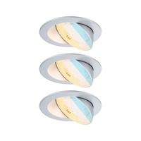 Kruhová - P 92256 LED vestavné svítidlo White Select Aumus 3ks sada kruhové 105mm 90° 3x5W 230V stmívatelné 2700 - 6500K matný chrom - PAULMANN