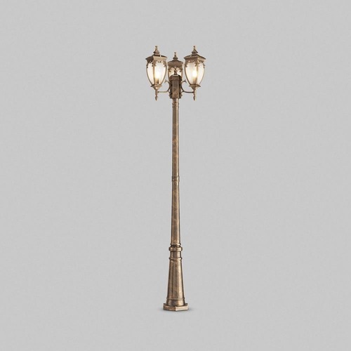 Sloupková - M O414FL-03GB Venkovní stojací svítidlo Fleur E27 3x60W černozlatá IP44 - MAYTONI - foto 1