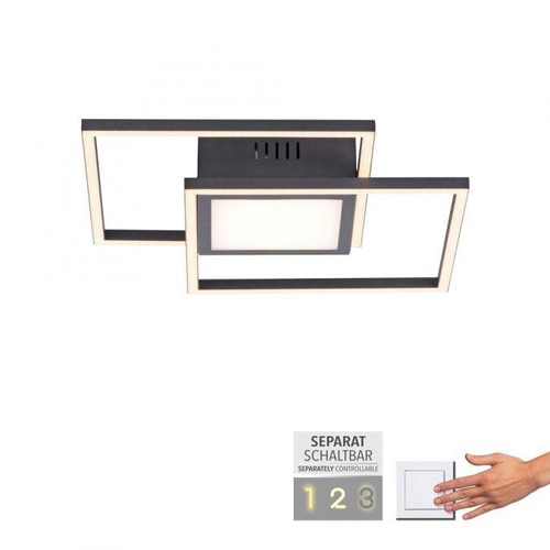 Hranatá - LD 14144-18 ASMIN LED stropní svítidlo černé hranaté s nastavitelnými zónami klasickým vypínačem 3000K - LEUCHTEN DIREKT / JUST LIGHT - foto 1