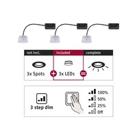 LED moduly - P 92473 LED Modul vestavné svítidlo 3-krokové-stmívatelné Choose Coin 3ks sada kruhové 50mm Coin 3x6W 230V 2700K satén - PAULMANN