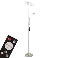 Stojací lampy - BRILO 1340-022 LED nepřímé osvětlení se čtecí lampou, noční světlo, časovač, vypínač, stmívatelné - BRILO