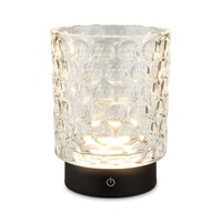 Stolní lampy dekorační - BRILO 7560015 Sunora LED stolní lampička bezdrátová IP44, stmívatelné, dotykový vypínač, čirá - BRILO