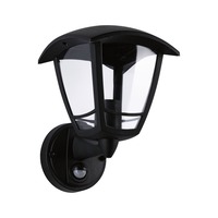 Nástěnná - P 94647 Venkovní nástěnné svítidlo Classic Curved pohybové čidlo IP44 hranaté 164x180mm max. 12W 230V černá umělá hmota - PAULMANN