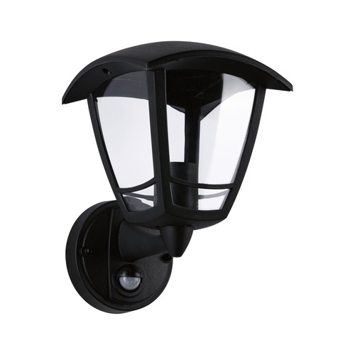 Nástěnná - P 94647 Venkovní nástěnné svítidlo Classic Curved pohybové čidlo IP44 hranaté 164x180mm max. 12W 230V černá umělá hmota - PAULMANN - foto 1