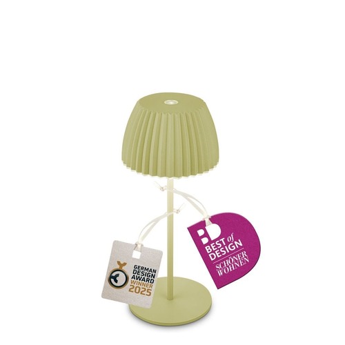 Stolní lampy dekorační - BRILO 7552019 Nabíjecí stolní lampa Riffle Mini - 20 cm, 1,5W, 150lm, bezdrátová, LED, stmívatelné, dotykový vypínač, zelená - BRILO - foto 1
