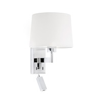 Dekorativní - FARO 68493-01 ARTIS chrom/bílá nástěnná lampa se čtecí lampičkou - FARO