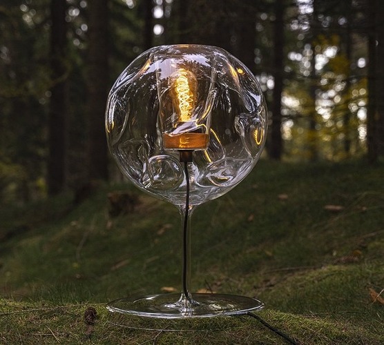 Stolní lampy dekorační - YD EL-SPANL-E27/CZT Stolní lampa Element Easy Space Sphere Natural tmavý dub / zlatá patice 230V IP20 - YOURDESIGN - foto 1