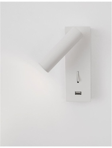 Bodová - NV 9170101 Bodové svítidlo FUSE bílý hliník nastavitelné vypínač na těle - USB nabíjení LED Samsung 3W 3000K IP20 - NOVA LUCE - foto 1