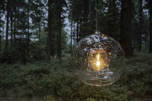 Dekorativní - YD EL-SPAN-E27/CCT Závěsné svítidlo Element Easy Space Sphere Natural | tmavý dub, černá patice, foukané sklo čiré - YOURDESIGN