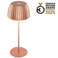 Stolní lampy dekorační - BRILO 7553013 Nabíjecí stolní lampa Riffle - 36,5 cm, 2W, 200lm, IP44, bezdrátová, LED, stmívatelná, dotykový vypínač, měď - BRILO