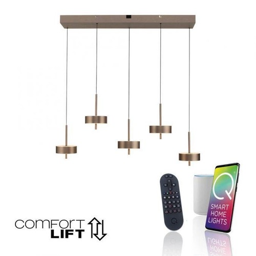 Dekorativní - PN 2249-34 Závěsné svítidlo Q-ROTATE 5 ramenné tmavá hnědá nastavitelná výška ZigBee 2700-5000K - PAUL NEUHAUS - foto 1