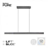 Podélná - PN 2545-15 LED závěsné svítidlo PURE-MOTO-RISE elektricky nastavitelná výška dotykový vypínač 2700-5000K platina - PAUL NEUHAUS