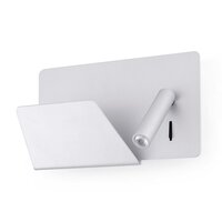 S ramenem - FARO 62125 SUAU USB nástěnná lampa, šedá, se čtecí LED lampičkou vlevo - FARO