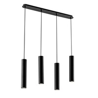 Dekorativní - FAN I-FLUKE-S4 NERO Závěsné svítidlo Fluke, kruhové, černé, 4 x GU10, 68 x 7 x 200 cm - FANEUROPE