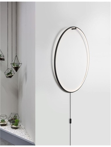 Dekorativní - NV 9108311 Nástěnné svítidlo RING černý hliník a akryl černý kabel LED 28W 230V 3000K IP20 stmívatelné - NOVA LUCE - foto 1
