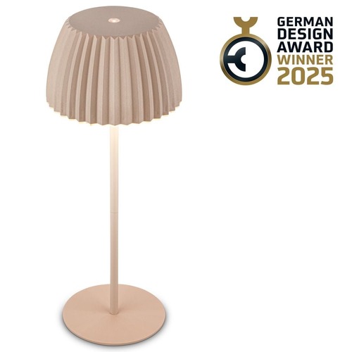 Stolní lampy dekorační - BRILO 7553011 Nabíjecí stolní lampa Riffle - 36,5 cm, 2W, 200lm, IP44, bezdrátová, LED, stmívatelná, dotykový vypínač, béžová - BRILO - foto 1