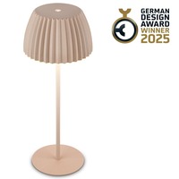 Stolní lampy dekorační - BRILO 7553011 Nabíjecí stolní lampa Riffle - 36,5 cm, 2W, 200lm, IP44, bezdrátová, LED, stmívatelná, dotykový vypínač, béžová - BRILO