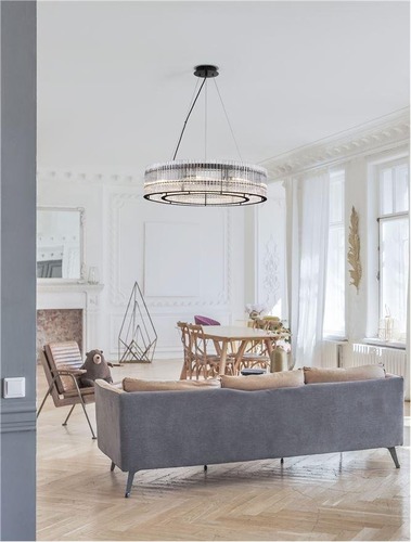 Kruhová - NV 9006056 Závěsné svítidlo BAROK závěsné svítidlo matná černá a čiré sklo 10xG9 - NOVA LUCE - foto 1